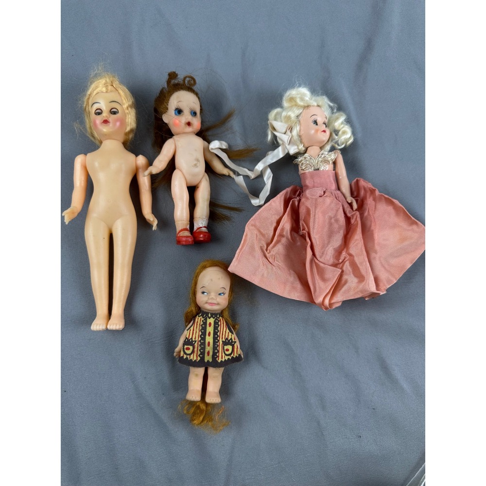Vintage Doll Lot of 4 Mixed Size Dolls‎ TLC/Repair Display Crafts